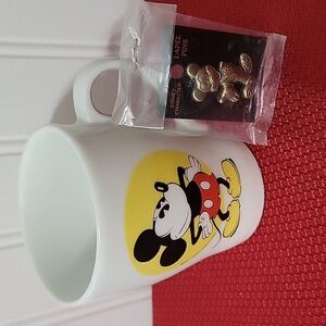 Vintage Disney Mickey Mouse Mug and Lapel Pin in Package